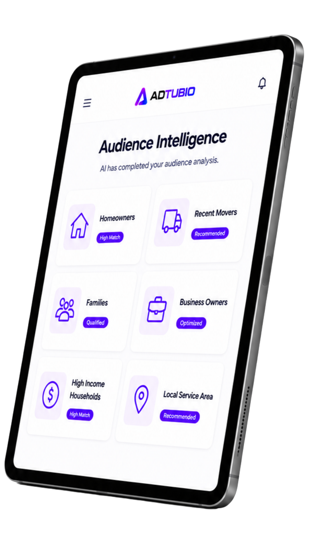 AdTubio audience intelligence tablet