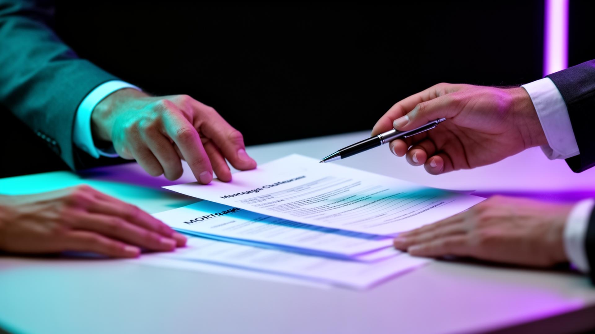 Loan officer reviewing documents with happy homebuyers in a bright office