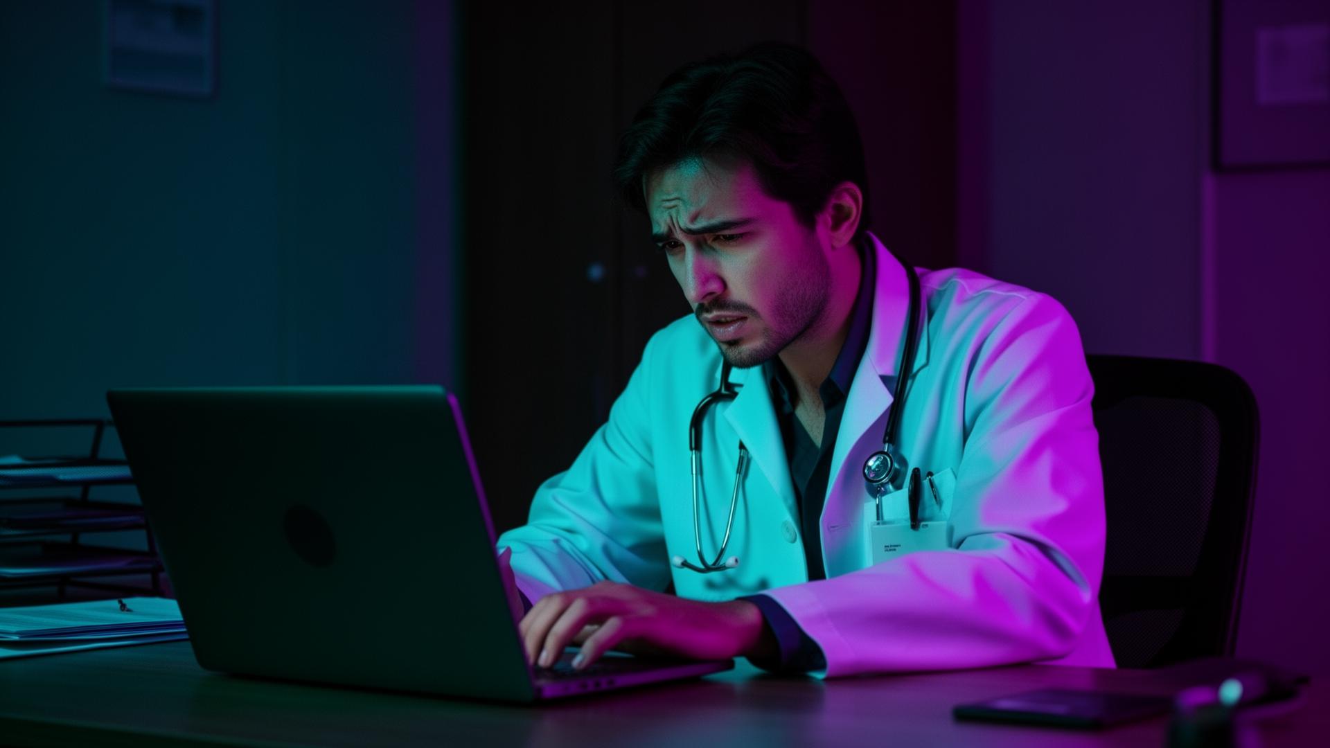 Laptop showing crowded doctor review listings